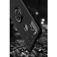 Newface Samsung Galaxy M11 Kılıf Range Yüzüklü Silikon - Siyah-Mavi