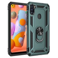 Newface Samsung Galaxy M11 Kılıf Sofya Yüzüklü Silikon Kapak - Yeşil