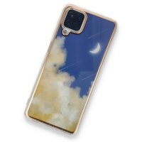 Newface Samsung Galaxy M12 Kılıf Çiçekli Silikon - Lacivert