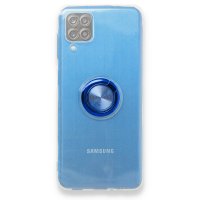 Newface Samsung Galaxy M12 Kılıf Gros Yüzüklü Silikon - Mavi