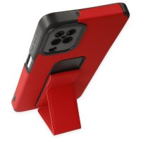 Newface Samsung Galaxy M12 Kılıf Mega Standlı Silikon - Kırmızı