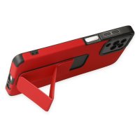 Newface Samsung Galaxy M12 Kılıf Mega Standlı Silikon - Kırmızı