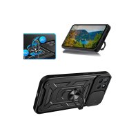 Newface Samsung Galaxy M15 Kılıf Pars Lens Yüzüklü Silikon - Siyah