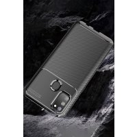 Newface Samsung Galaxy M21 Kılıf Focus Karbon Silikon - Kahverengi
