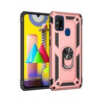 Newface Samsung Galaxy M21 Kılıf Sofya Yüzüklü Silikon Kapak - Rose