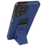 Newface Samsung Galaxy M22 Kılıf Mega Standlı Silikon - Mavi