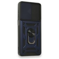 Newface Samsung Galaxy M22 Kılıf Pars Lens Yüzüklü Silikon - Lacivert