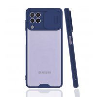 Newface Samsung Galaxy M22 Kılıf Platin Kamera Koruma Silikon - Lacivert