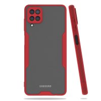 Newface Samsung Galaxy M22 Kılıf Platin Silikon - Kırmızı