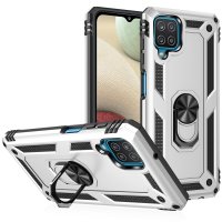 Newface Samsung Galaxy M22 Kılıf Sofya Yüzüklü Silikon Kapak - Gümüş