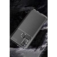 Newface Samsung Galaxy M30S Kılıf Auto Focus Karbon Kapak - Kahverengi