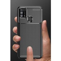 Newface Samsung Galaxy M31 Kılıf Focus Karbon Silikon - Kahverengi