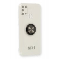 Newface Samsung Galaxy M31 Kılıf Gros Yüzüklü Silikon - Siyah