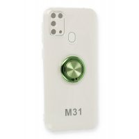 Newface Samsung Galaxy M31 Kılıf Gros Yüzüklü Silikon - Yeşil