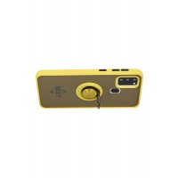 Newface Samsung Galaxy M31 Kılıf Montreal Yüzüklü Silikon Kapak - Sarı