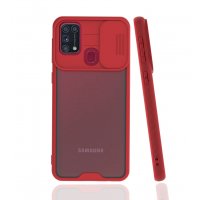 Newface Samsung Galaxy M31 Kılıf Platin Kamera Koruma Silikon - Kırmızı