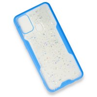Newface Samsung Galaxy M31 Kılıf Platin Simli Silikon - Mavi
