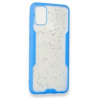 Newface Samsung Galaxy M31 Kılıf Platin Simli Silikon - Mavi