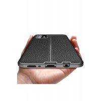 Newface Samsung Galaxy M31S Kılıf Focus Derili Silikon - Siyah