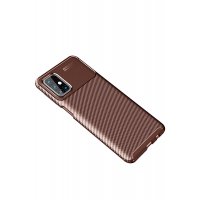 Newface Samsung Galaxy M31S Kılıf Focus Karbon Silikon - Kahverengi