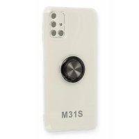 Newface Samsung Galaxy M31S Kılıf Gros Yüzüklü Silikon - Siyah