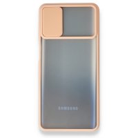 Newface Samsung Galaxy M31S Kılıf Palm Buzlu Kamera Sürgülü Silikon - Pembe