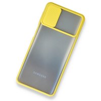 Newface Samsung Galaxy M31S Kılıf Palm Buzlu Kamera Sürgülü Silikon - Sarı