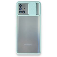 Newface Samsung Galaxy M31S Kılıf Palm Buzlu Kamera Sürgülü Silikon - Turkuaz