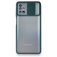 Newface Samsung Galaxy M31S Kılıf Palm Buzlu Kamera Sürgülü Silikon - Yeşil
