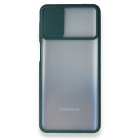 Newface Samsung Galaxy M31S Kılıf Palm Buzlu Kamera Sürgülü Silikon - Yeşil