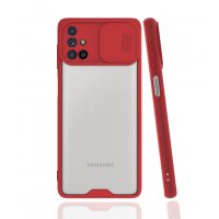 Newface Samsung Galaxy M31S Kılıf Platin Kamera Koruma Silikon - Kırmızı