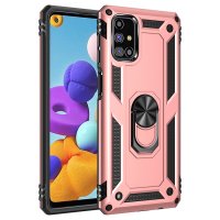 Newface Samsung Galaxy M31S Kılıf Sofya Yüzüklü Silikon Kapak - Rose