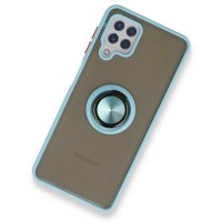 Newface Samsung Galaxy M32 Kılıf Montreal Yüzüklü Silikon Kapak - Buz Mavi