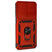 Newface Samsung Galaxy M33 Kılıf Pars Lens Yüzüklü Silikon - Kırmızı