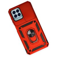 Newface Samsung Galaxy M33 Kılıf Pars Lens Yüzüklü Silikon - Kırmızı