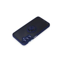 Newface Samsung Galaxy M34 5G Kılıf Montreal Yüzüklü Silikon Kapak - Lacivert