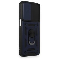 Newface Samsung Galaxy M34 5G Kılıf Pars Lens Yüzüklü Silikon - Lacivert