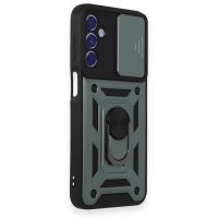 Newface Samsung Galaxy M34 5G Kılıf Pars Lens Yüzüklü Silikon - Yeşil