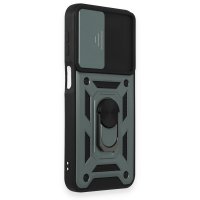 Newface Samsung Galaxy M34 5G Kılıf Pars Lens Yüzüklü Silikon - Yeşil