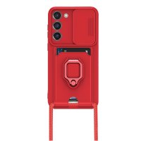 Newface Samsung Galaxy M34 5G Kılıf Zuma Kartvizitli Yüzüklü Silikon - Kırmızı