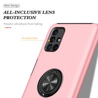 Newface Samsung Galaxy M51 Kılıf Elit Yüzüklü Kapak - Pembe