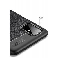 Newface Samsung Galaxy M51 Kılıf Focus Derili Silikon - Lacivert