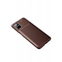 Newface Samsung Galaxy M51 Kılıf Focus Karbon Silikon - Kahverengi