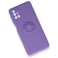 Newface Samsung Galaxy M51 Kılıf Viktor Yüzüklü Silikon - Mor