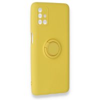 Newface Samsung Galaxy M51 Kılıf Viktor Yüzüklü Silikon - Sarı
