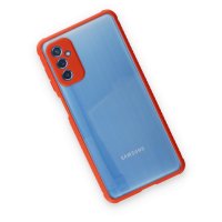 Newface Samsung Galaxy M52 5G Kılıf Miami Şeffaf Silikon - Kırmızı