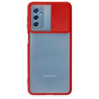Newface Samsung Galaxy M52 5G Kılıf Palm Buzlu Kamera Sürgülü Silikon - Kırmızı