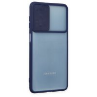 Newface Samsung Galaxy M52 5G Kılıf Palm Buzlu Kamera Sürgülü Silikon - Lacivert