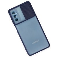 Newface Samsung Galaxy M52 5G Kılıf Palm Buzlu Kamera Sürgülü Silikon - Lacivert