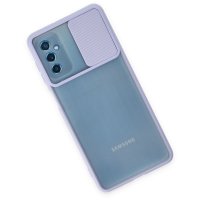 Newface Samsung Galaxy M52 5G Kılıf Palm Buzlu Kamera Sürgülü Silikon - Lila